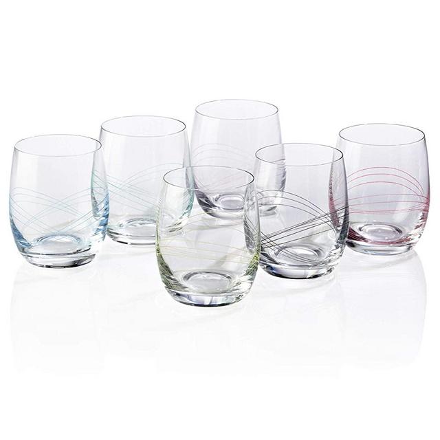 Bezrat Classic, Beautifully Designed, Stemless Wine Glasses - Lead-Free Premium Crystal Red or White Wine Glass - Drinking Goblets Set of 6-12 Ounces (STEMLESS)