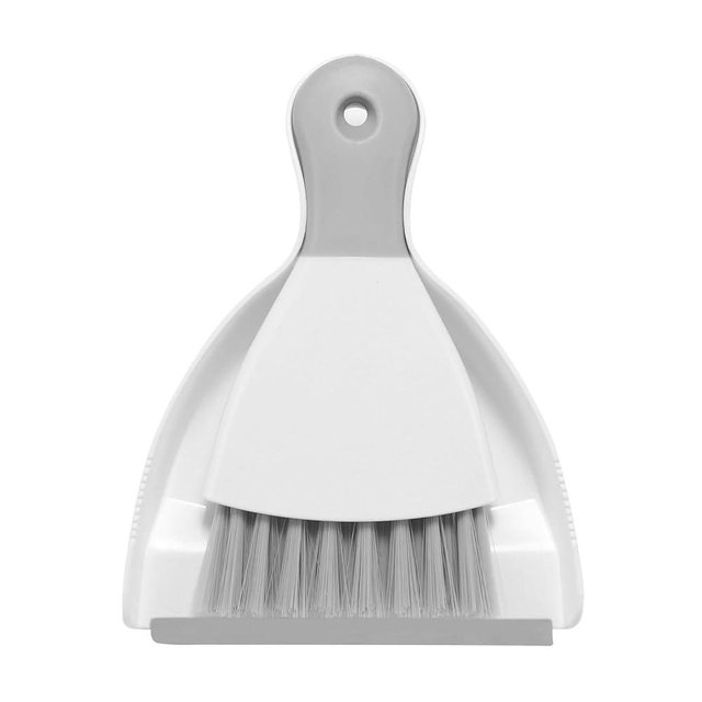 NACENA Mini Dustpan and Brush Set, Small Broom and Dustpan Set Dust Pan and Mini Hand Broom Dustpan and Broom Combo Compact for Home Table Keyboards Sofa Kitchen, White & Gray