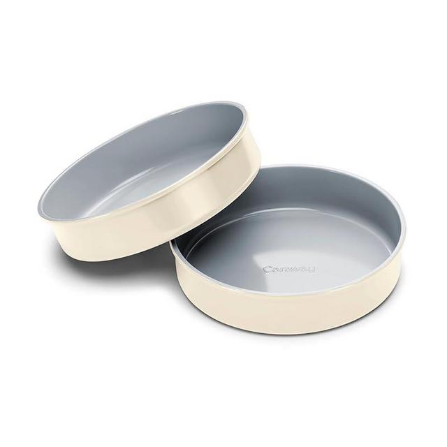 Caraway Non-Stick Ceramic 9” Circle Pans - Naturally Slick Ceramic Coating - Non-Toxic, PTFE & PFOA Free - Perfect for Birthday Cakes, Tartes, & More - Cream