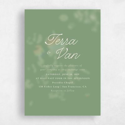 Bright Sage, Green Wedding Invitation - Ola Portrait