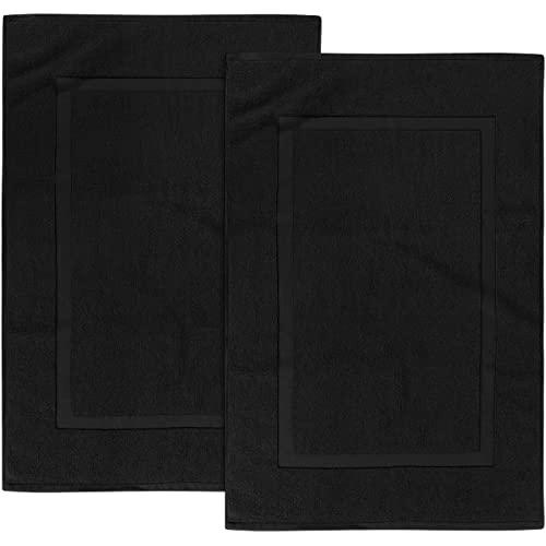 Utopia Towels Cotton Banded Bath Mats, Black, [Not a Bathroom Rug], 21 x 34 Inches, 100% Ring Spun Cotton - Highly Absorbent and Machine Washable Shower Bathroom Floor Mat (Pack of 2)