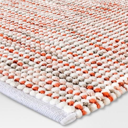 Chenille Stripe Bath Rug Coral - Threshold™