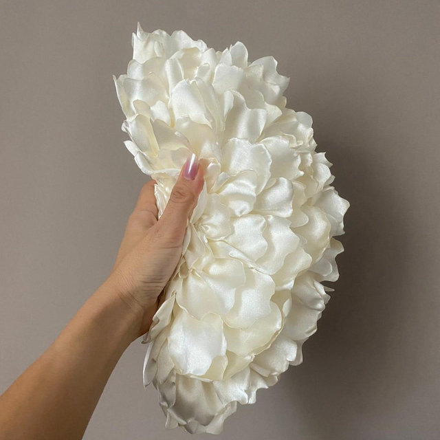 Handmade Bridal Purs & Bag with Faux , Wedding Clutch Bag, Evening Shoulder Bag, With Rose Flower, Off White