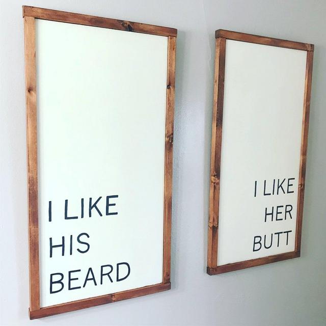 I like his beard, I like her butt sign | Master bedroom decor | Wood signs | Beard signs | Farmhouse signs | Couples sign | Wall decor