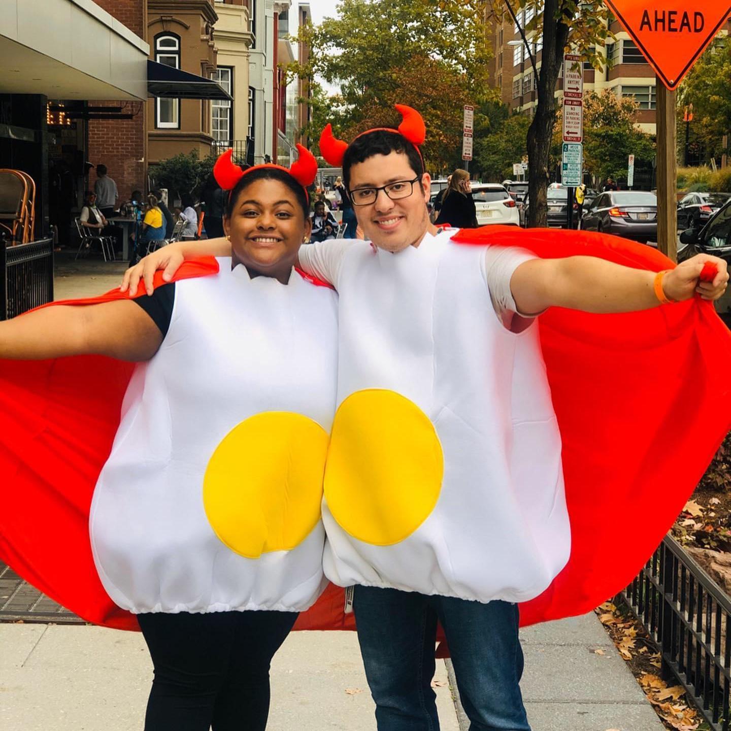 Did we forget to tell you they LOVE Halloween? Kiki is pretty easygoing (and lacks shame) so she lets Gabe choose the costume theme every year.
Guess our costume!