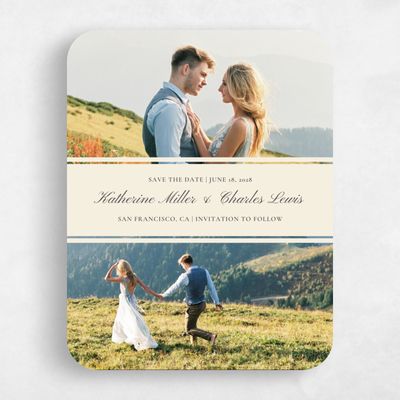 Beige Rounded Wedding Save the Date - Abbey Photo