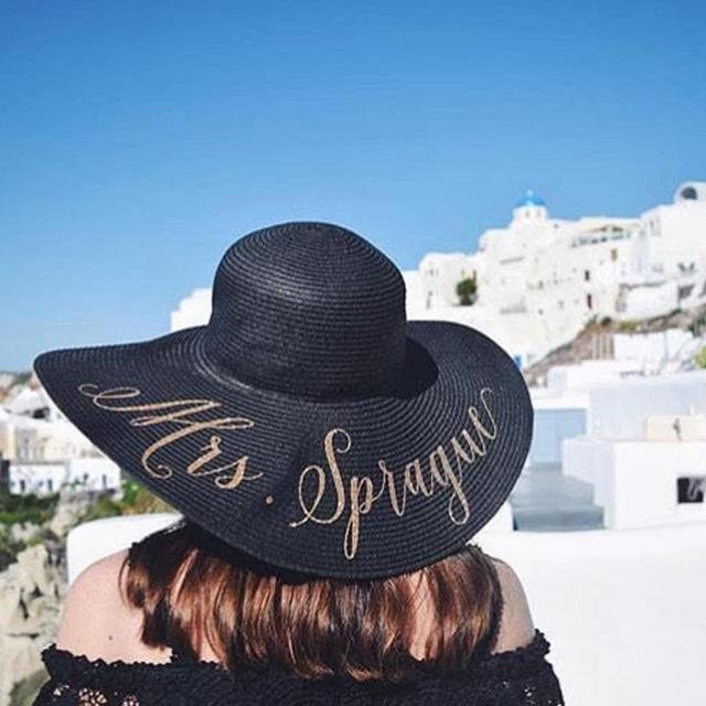 Custom Mrs Hat - Sequin Sun Hat - Bride Hat - Beach hat - Custom floppy hat - Bride to be hat - Beach Bride - Just Married Hat - Honeymoon