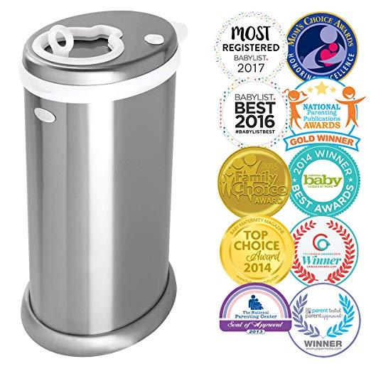 Ubbi Steel Odor Locking, No Special Bag Required Money Saving, Awards-Winning, Modern Design Registry Must-Have Diaper Pail, Gray