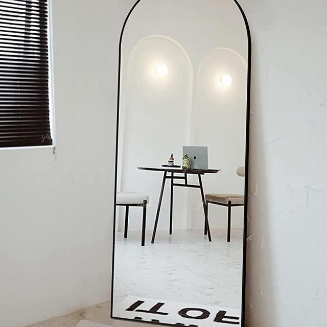 ITSRG Floor Mirror, Full Length Mirror with Stand, Arched Wall Mirror, Glassless Mirror Full Length, Black Floor Mirror Freestanding, Wall Mounted Mirror for Bedroom Living Room (Black)