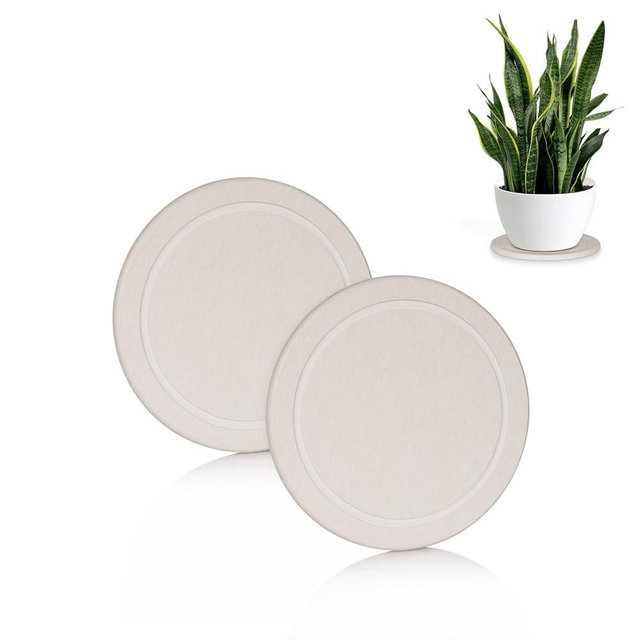 Plant Saucer Flower Pot Saucers Plant Trays for Pots Instant Dry Diatomaceous Earth Round Plant Drip Trays for Indoors Keeping Counter and Floors Dry and Clean (2Pcs White Small)