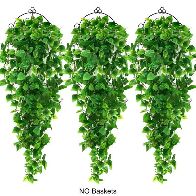 AGEOMET 3pcs Artificial Hanging Plants 3.6ft Fake Ivy Vine, Fake Hanging Plants Vine Plants Kitchen Plants for Wall House Room Indoor Outdoor Decoration