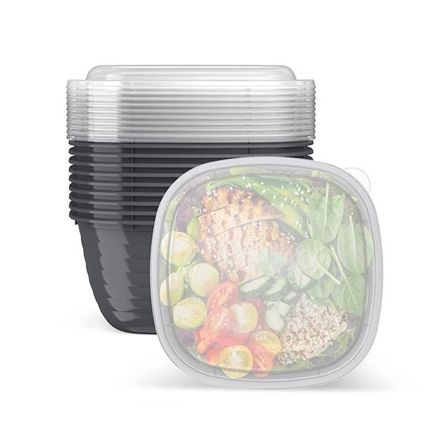 Bentgo Prep® - 1-Compartment Bowls with Custom Fit Lids - Reusable, Microwaveable, Durable BPA-Free, Freezer and Dishwasher Safe Meal Prep Food Storage Containers - 10 Bowls & 10 Lids (Graphite)