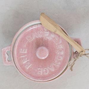Stoneware Brie Baker with wood spreader