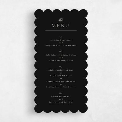 Black Scalloped Wedding Menu - Zariah
