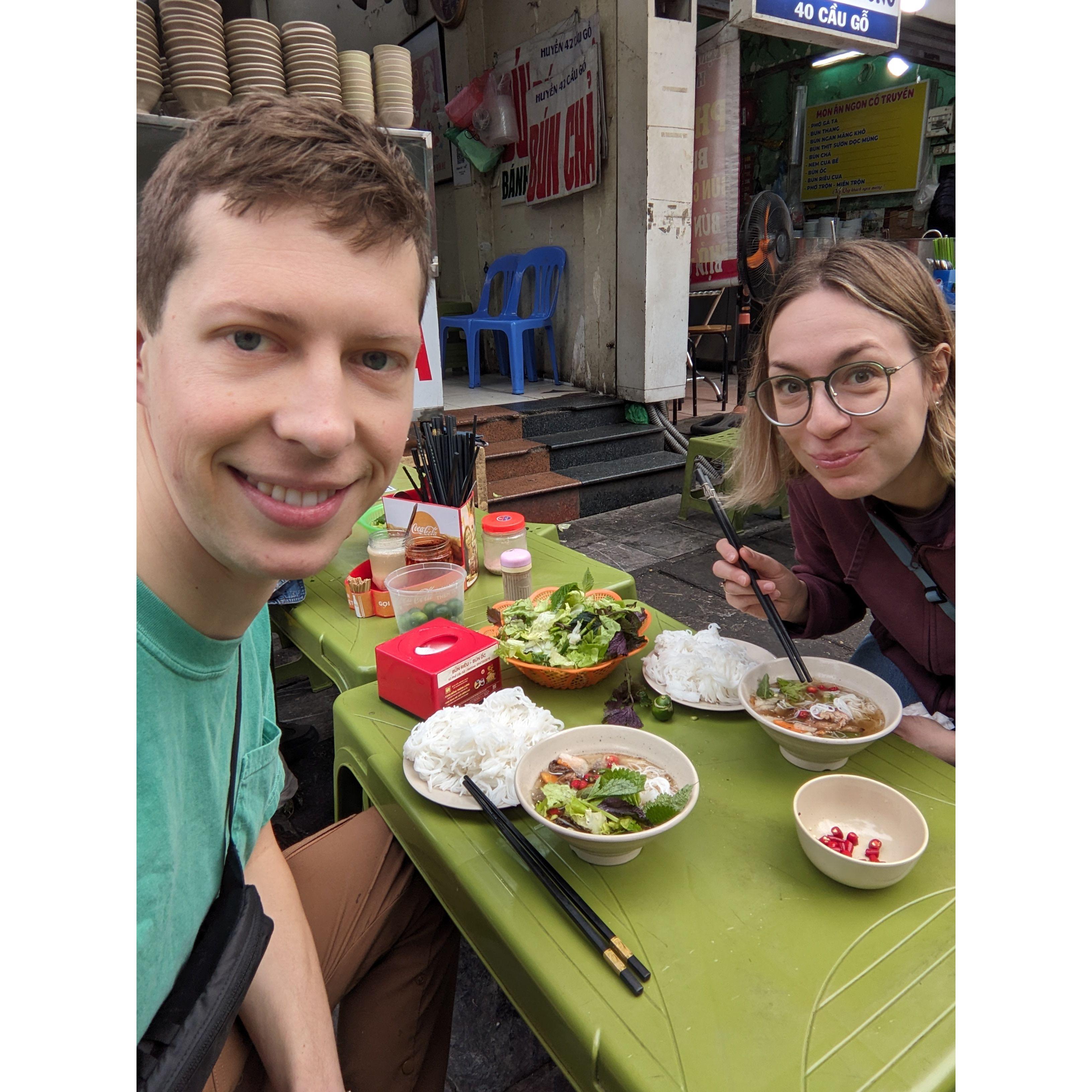 Eating Bun Cha in Vietnam!