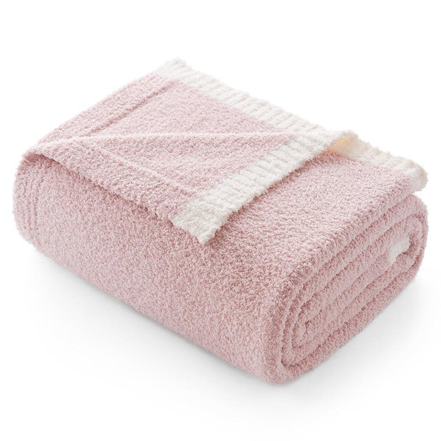 Snuggle Sac Ultra Soft Throw Blanket for Couch Bed Sofa 50x60 inches, Reversible Pink Blanket Microfiber Fluffy Fuzzy Cozy Knit Throws for Women Mothers Birthday Gifts