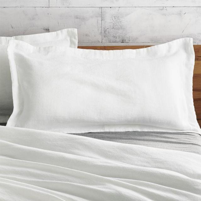 Set of 2 White Chambray King Shams