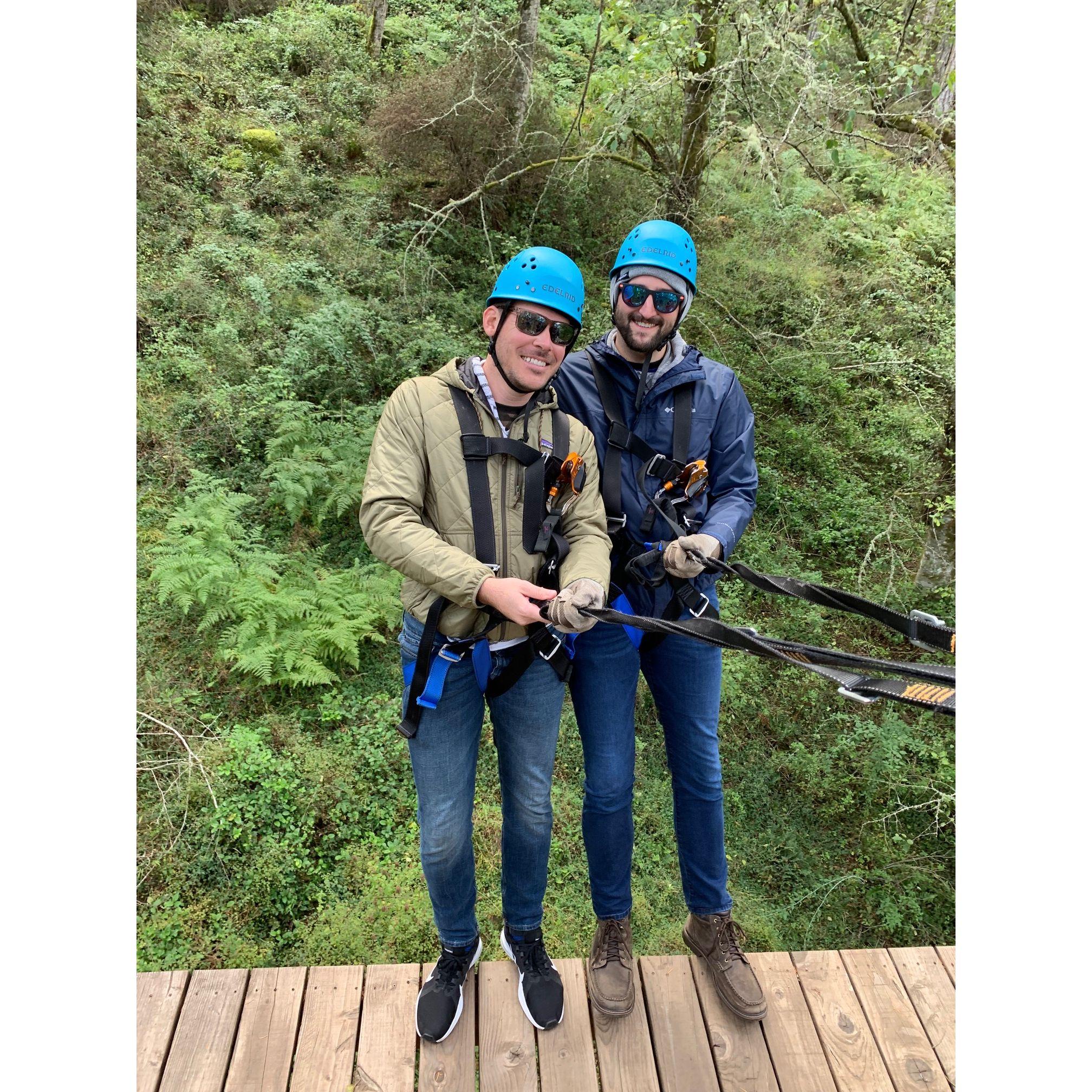 Ziplining through the forest on San Juan Island