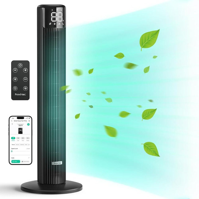 WindMaster Smart Tower Fan for Bedroom, 90° Oscillating Floor Fan Cold, Quiet Tower Fans for Home Bedroom, 36 inch Tall Standing Tower Fans 4 Modes 6 Speeds, 24H Timer Works with APP & Remote
