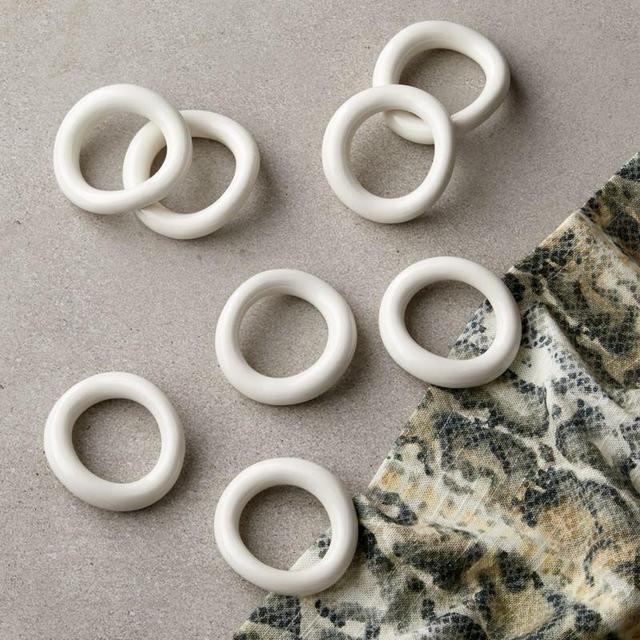 Moore Shiny White Porcelain Napkin Rings Set of 8