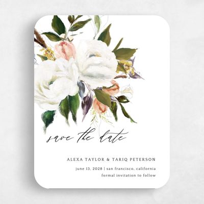 White Rounded Wedding Save the Date - Octavia Bloom