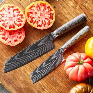 Bobby Flay Stainless Steel 2-Piece Santoku Knife Set with Sheath