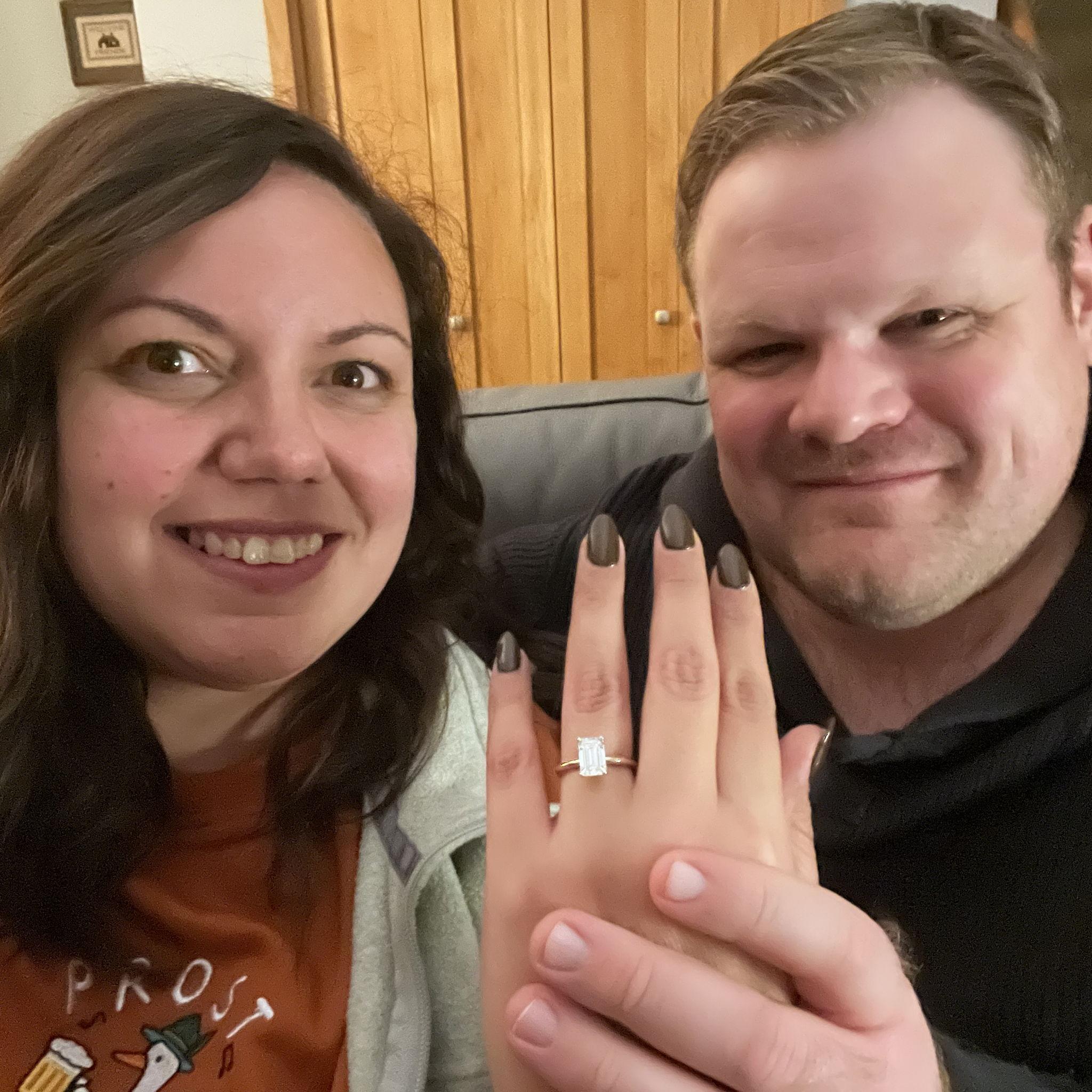 Right after we got engaged....shortly after midnight. Pretty tired but full of joy