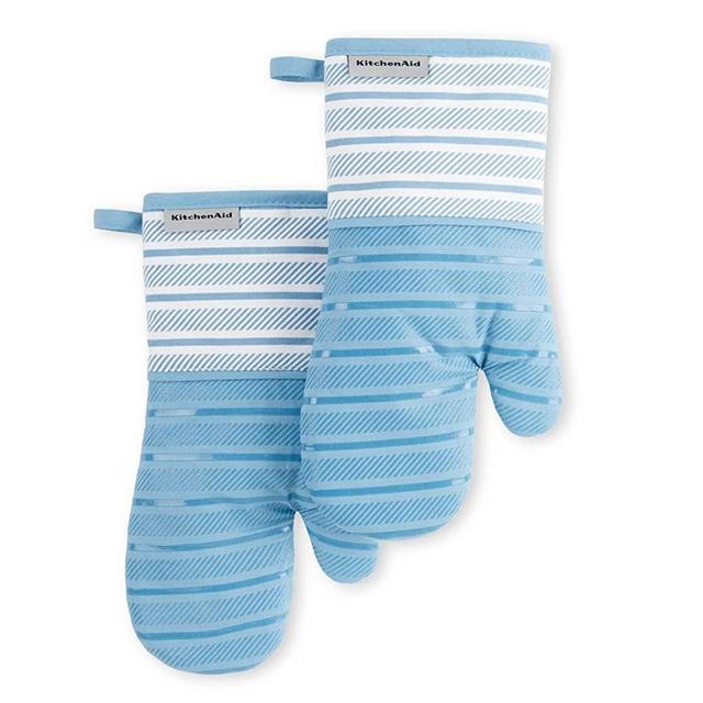 KitchenAid Albany Oven Mitt 2-Pack Set, Blue Velvet, 7"x13"