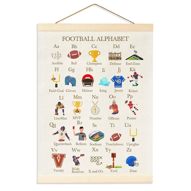 BirtDerr Football Alphabet Nursery Decor, Football Wall Decor for Boys Bedroom, Football Baby Boy Room Decor,Boy Nursery Sports
