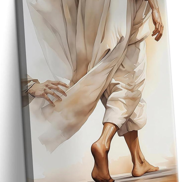 AKWISH Jesus Canvas Wall Art, Christian Wall Decor of Woman Touching the Hem of Jesus' Garment, Inspirational Bible Scene Picture Print for Home, Church, or Prayer Room – 12"x16" Framed