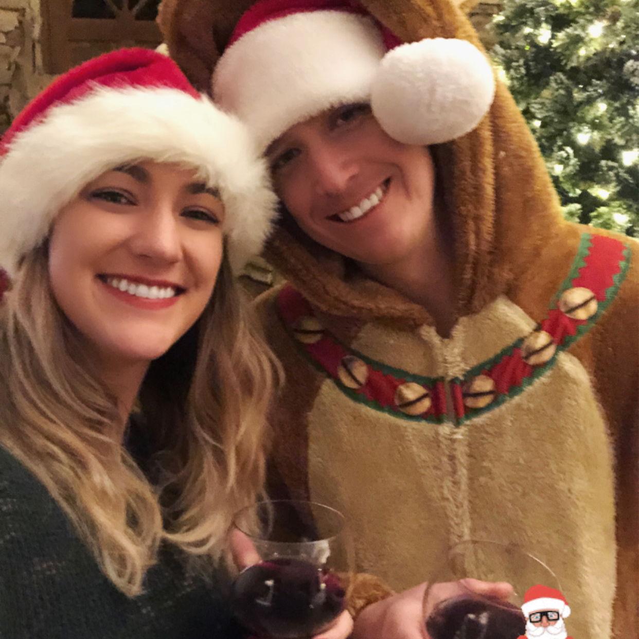 Christmas at Lindsey's Moms featuring the reindeer onesie