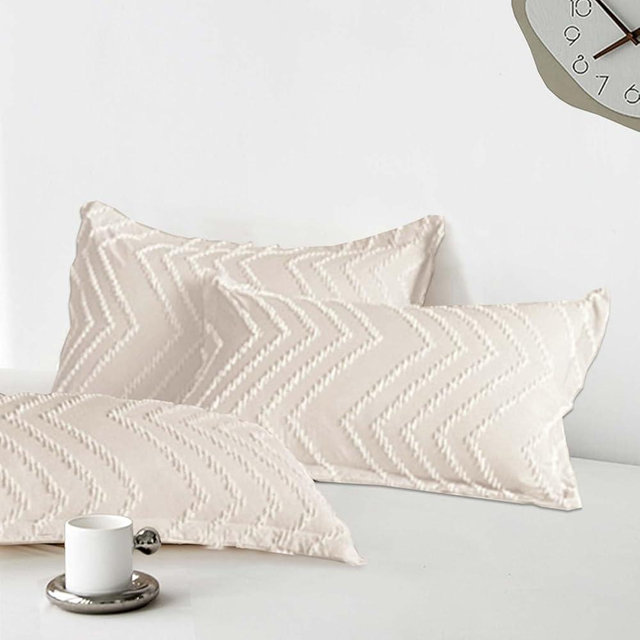 Nanko 2 Pack Standard Size Pillow Shams Set, Olive Green Boho Tufted Soft Microfiber Pillowcases，Modern Farmhouse Pillowshams for Men and Woman 20 x 26 Inch
