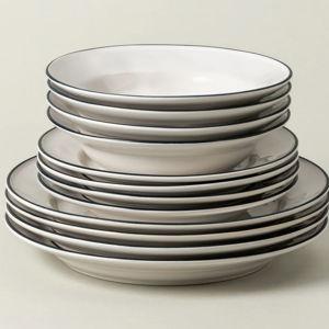 12-Piece Dinnerware Set with Soup/Pasta Plate Beja (Blue)