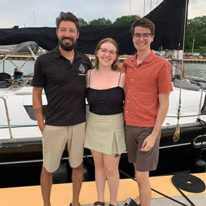 Us meeting our officiant, Captain Russ, for the first time!