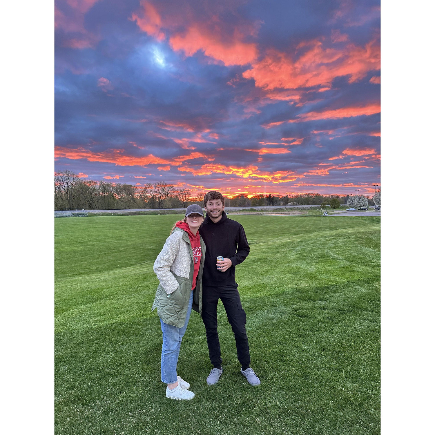 This was a few days before the end of the semester and our first picture we intentionally took together. This is still our favorite sunset :)