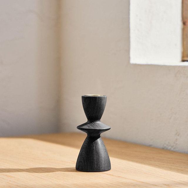 Tira Wood Taper Holder, Black, Small