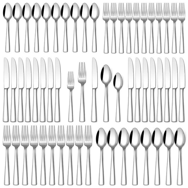 Stapava 60 Piece Silverware Set, Food-Grade Stainless Steel Flatware Sets for 12 Mirror Polished Cutlery Utensil Sets Include Dinner Knives Spoons and Forks Set Dishwasher Safe for Home Restaurant