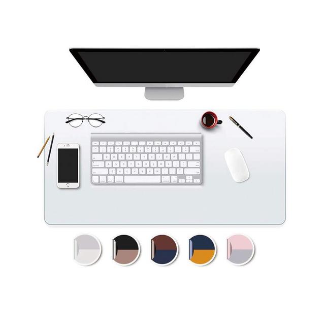 Desk Pad Blotters Protector Clear 14x30 in Plastic Desktopper Writing Surface Cover Desk Organizer Mat with Mouse Pad for Office Home Laptop Computer Tabletop Keyboard Mat Easy Clean Waterproof Glass
