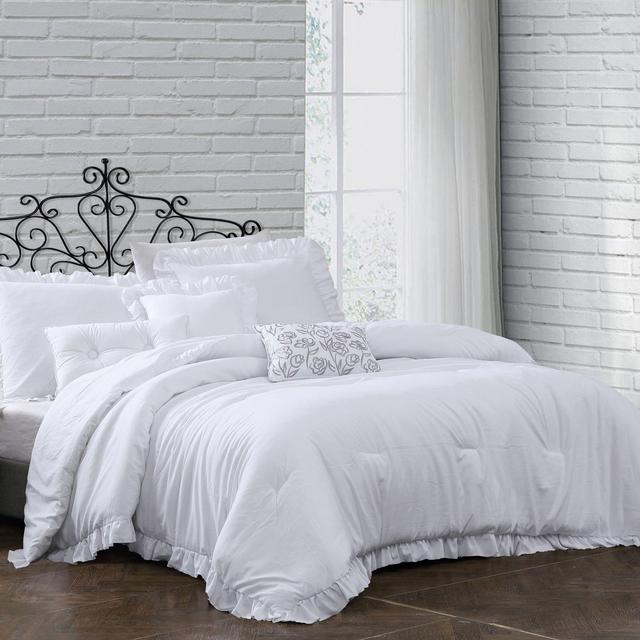 Davina 6pc Enzyme Wash Ruffled Comforter