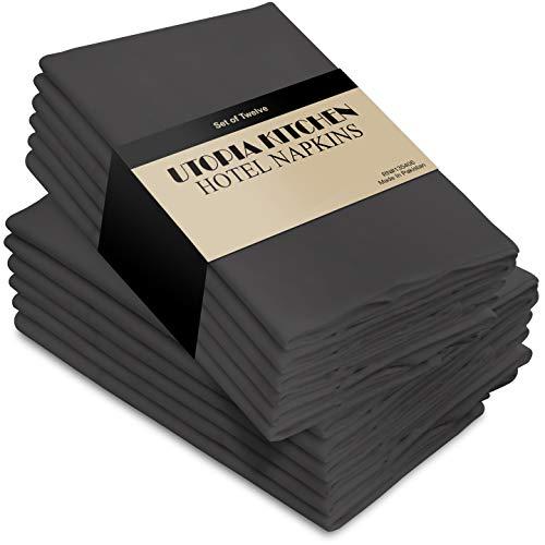 Utopia Kitchen Cloth Napkins 18 by 18 Inches- Steel Grey Dinner Napkins - 12 Pack