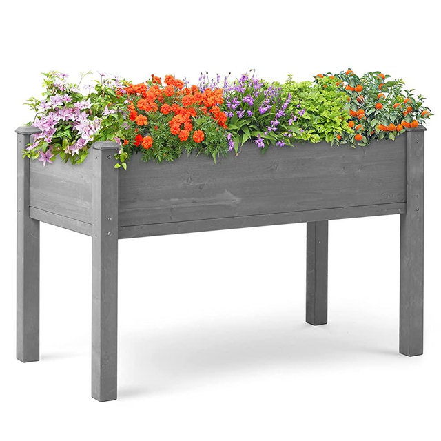Cedar Raised Garden Bed, Elevated Planter Box, for Growing and Planting Herbs, Vegetable, Fruit, Flower w/ Bed Liner (48x24x30'')