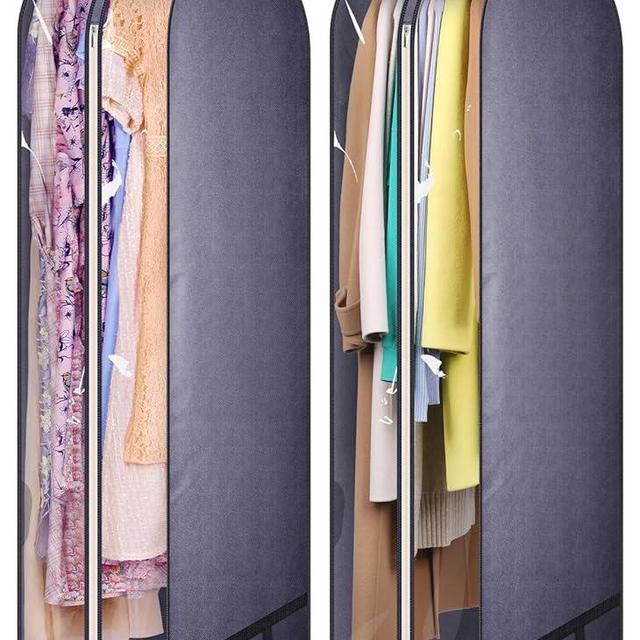 KIMBORA 10" Gusseted Clear Dress Bags for Gowns 54" Suit Bags for Closet Storage with Handles Garment Bags for Hanging Clothes Storage Garment Covers for Coats, Suits, Jackets, Dresses(2 Packs, Grey)