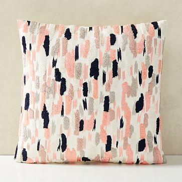 Embroidered Overall Brushstrokes Pillow Cover - 20x20