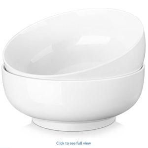 MALACASA Serving Bowls, 114 OZ(10") Extra Large Salad Bowls Set of 2, Porcelain White Serving Bowls for Salad, Soup, Pasta and Dinner, Large Ceramic Bowl Set for Entertaining, Series REGULAR