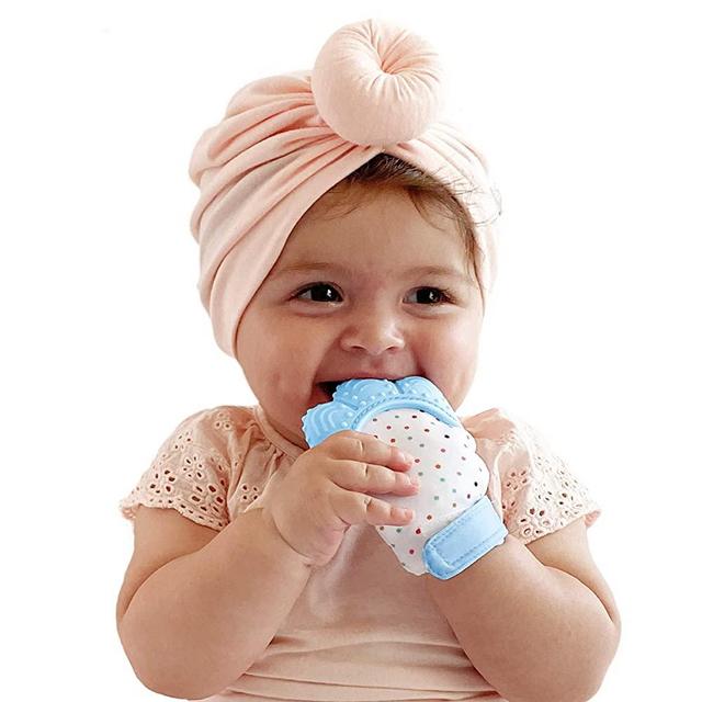 Baby Teething Mitten for Babies - Self-Soothing Pain Relief Teething Mitten & Glove for Teething Babies, Toddlers, Infants, Unisex - Natural Organic BPA Free Teething Mitt | 3+ Months (Baby Blue)