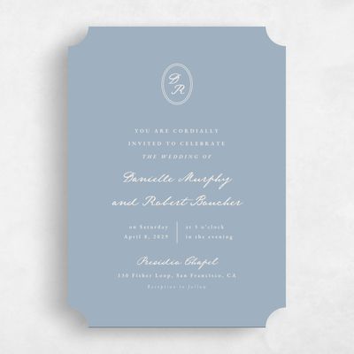 Blue Ticket Wedding Invitation - Dolores Portrait