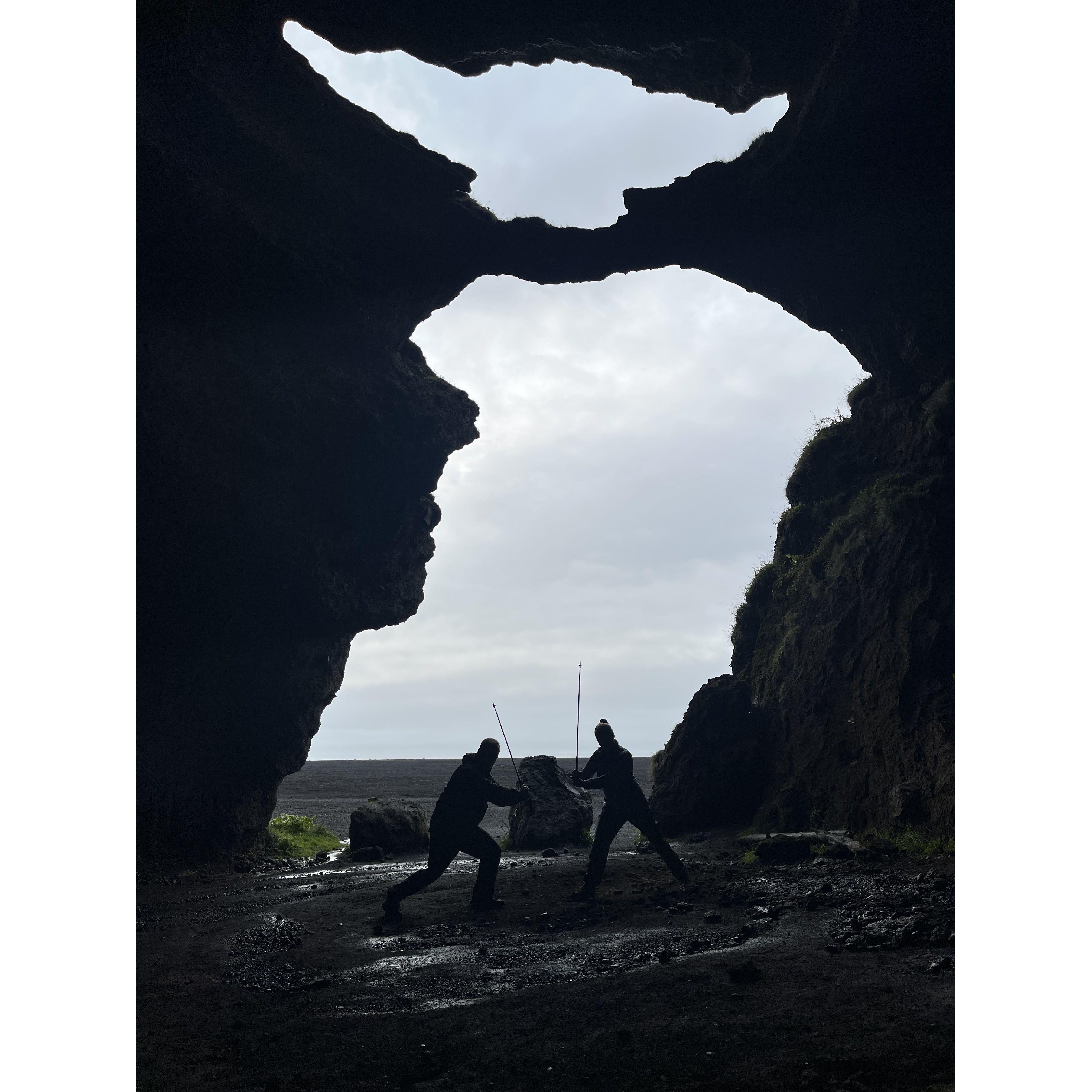 Lightsaber duel in Yoda cave