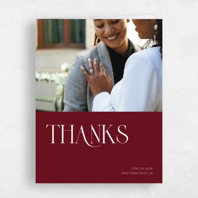 Dark Burgundy, Red Wedding Thank You - Amberley Photo