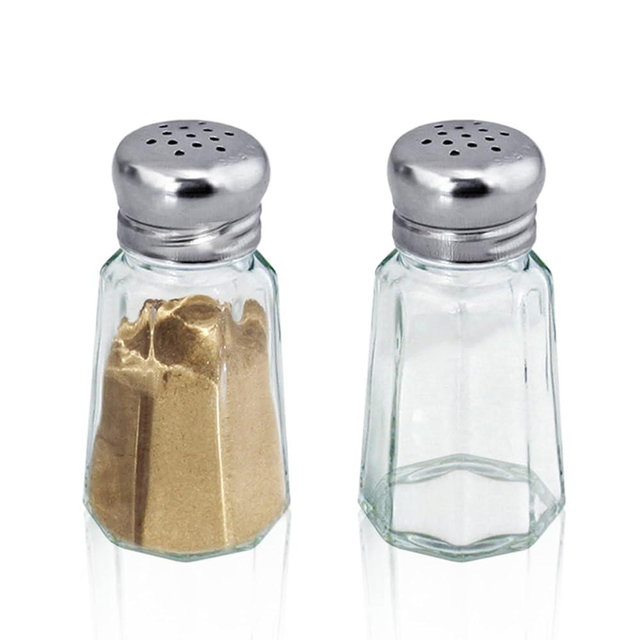 1st Choice Salt and Pepper Shakers with Stainless Tops Set of 2 (Paneled Shakers)