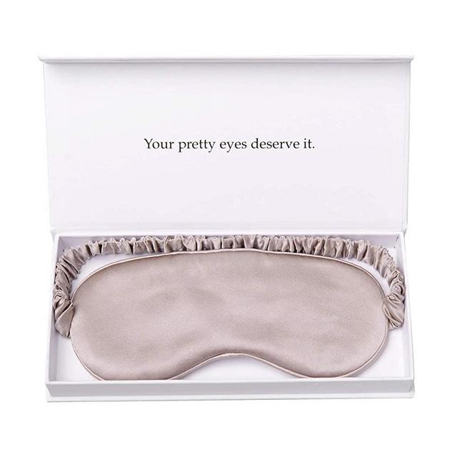 YANSER Luxury Silk Sleep Mask 100% Mulberry Silk Eye Mask/Anti-Aging/Skin Care/Multi Colors/Ultra Soft, Light & Comfy/Travel Bag/Gift Package/Blindfold/Caramel